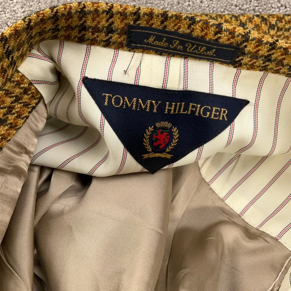 Tommy Hilfiger Blazer Men 42R Gold Rust Houndstooth Classic‎ American Jacket